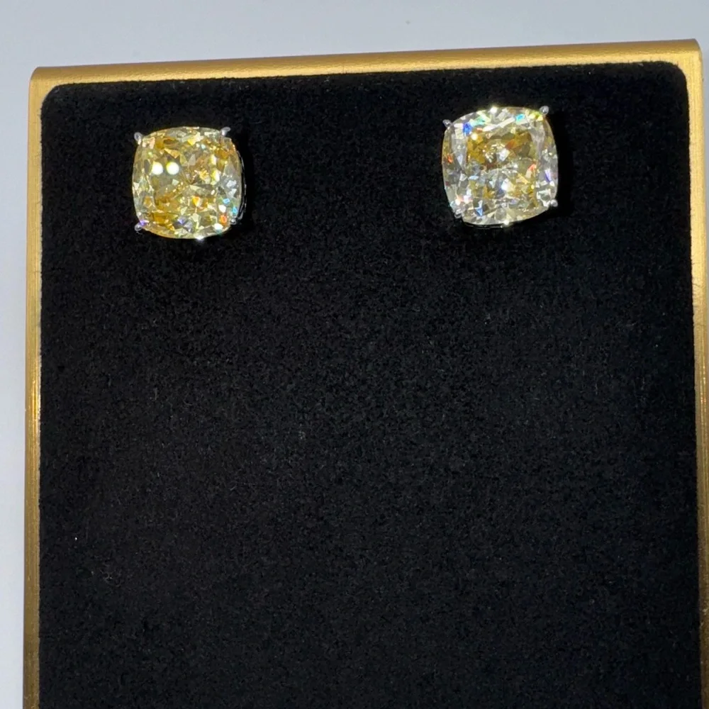 7.5ct Cushion Canary Studs - Picture 5 of 13